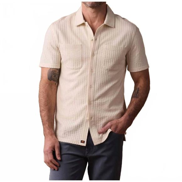 NEW THE NORMAL BRAND knit getaway button up shirt in stone - Picture 1 of 4